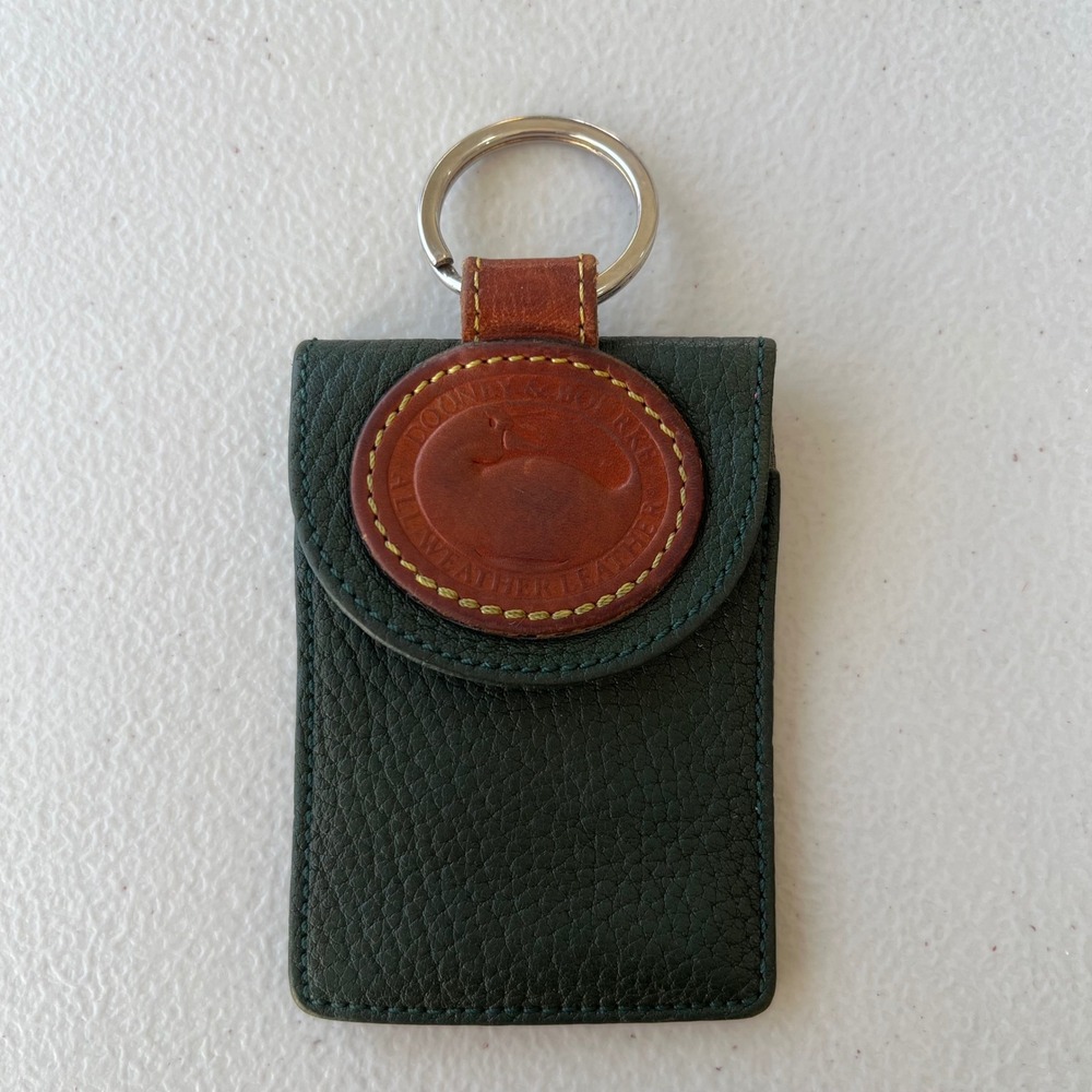 Vintage Dooney & Bourke Leather Key Ring Card Holder Green Brown - Picture 8 of 10